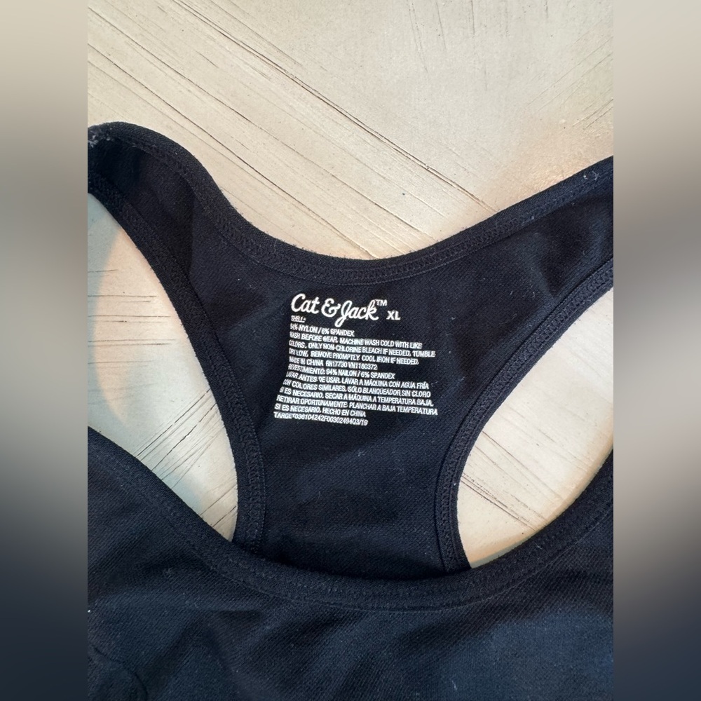 Cat & Jack Girls Racerback Sports Bra - Black - Size XL - Picture 7 of 8